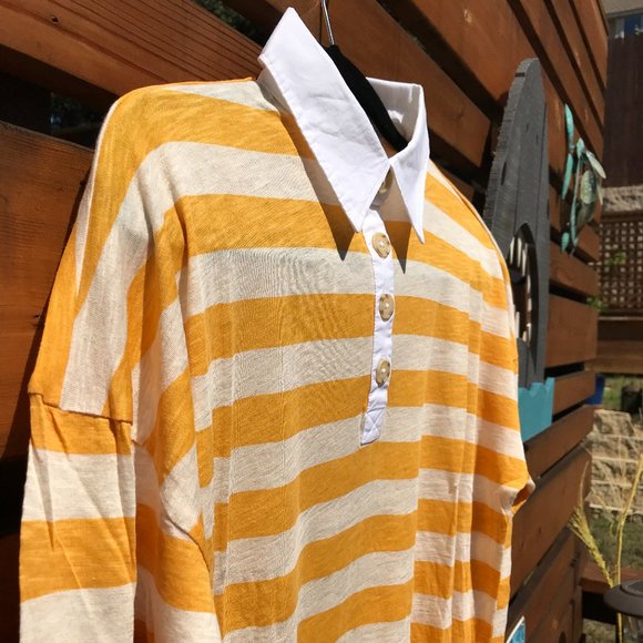 Style & Co. Tops Yellow Striped Rugby Shirt Poshmark